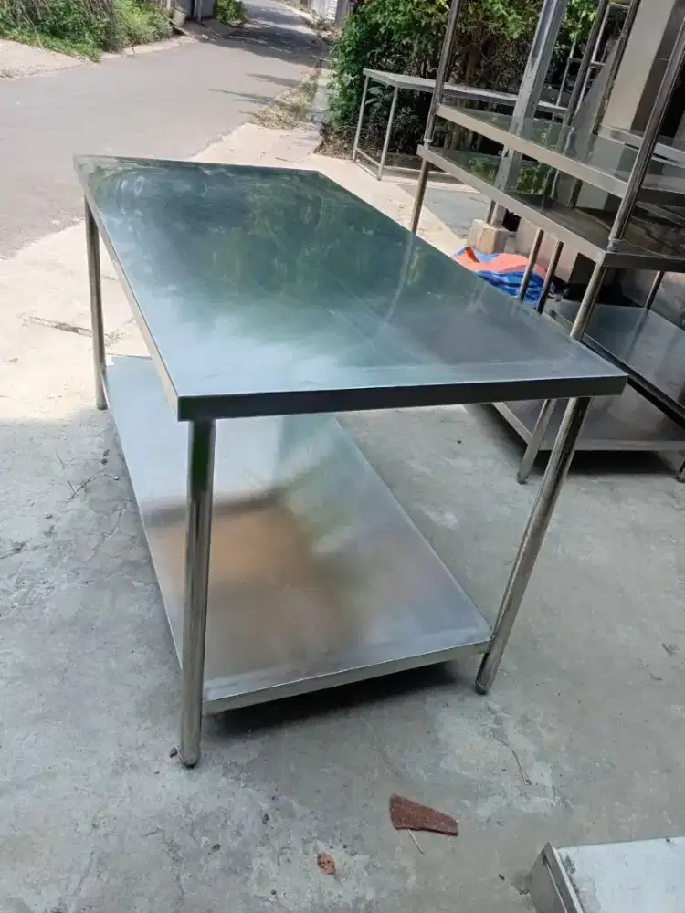 Meja stainles 2 susun