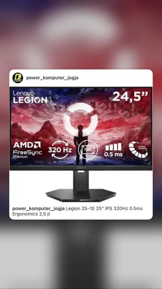 Monitor Lenovo Legion 25-10 25 IPS 320Hz 0.5ms Ergonomics 2,5 jt