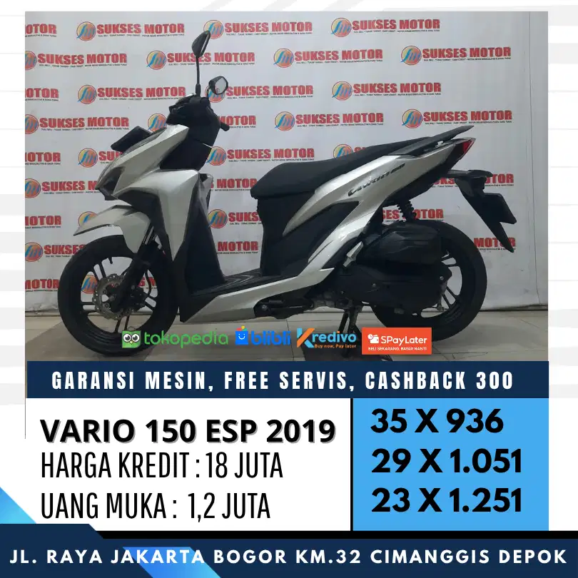 KM LOW VARIO 150 ESP SPORTY 2019 SILVER MULUS UNIT BERGARANSI