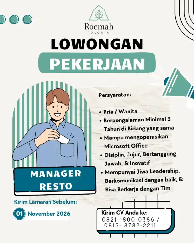 Lowongan Manager Resto