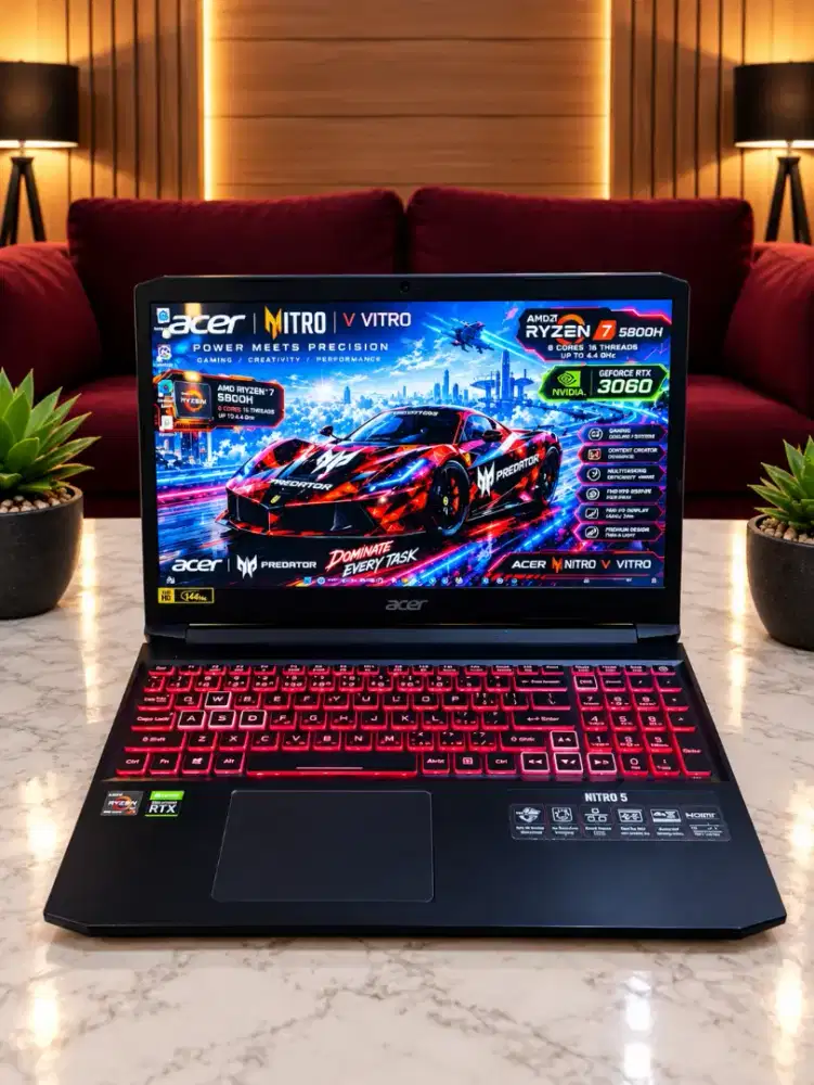 Laptop Gaming Acer Nitro 5 Ryzen 7 RTX 3060 16GB Fullset Like New