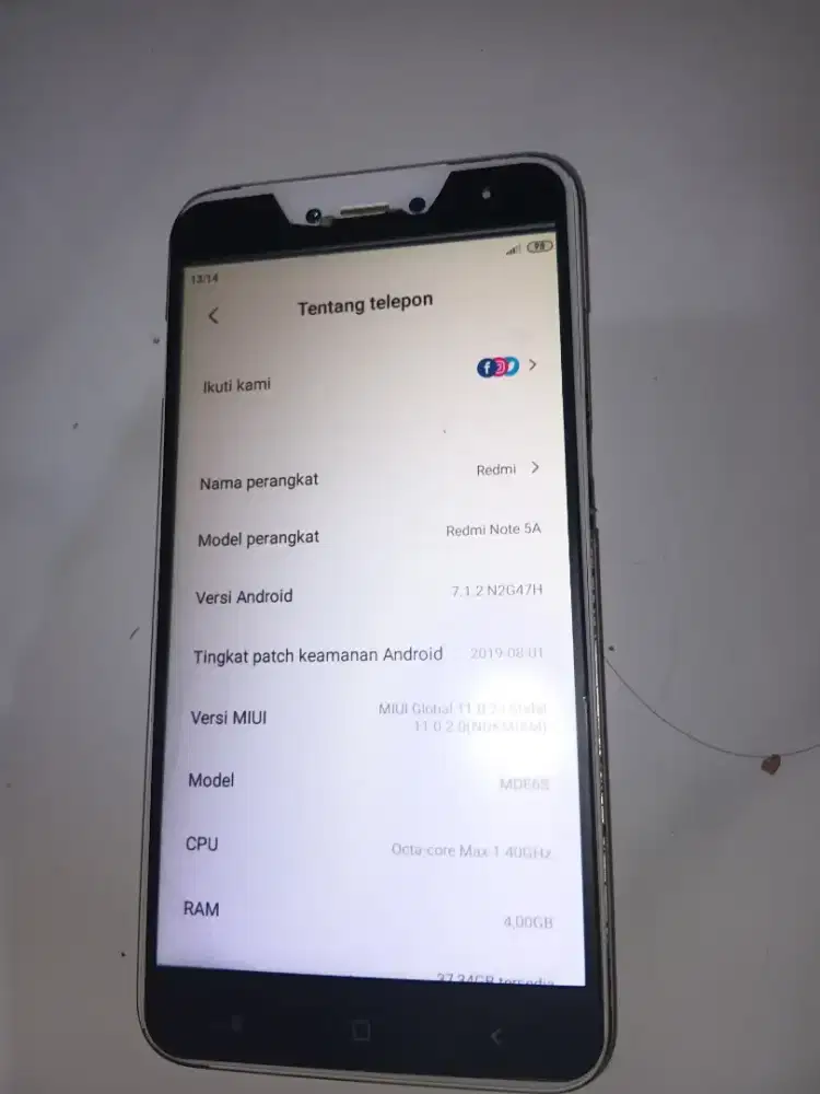 Redmi note 5a prime bekas pakai..