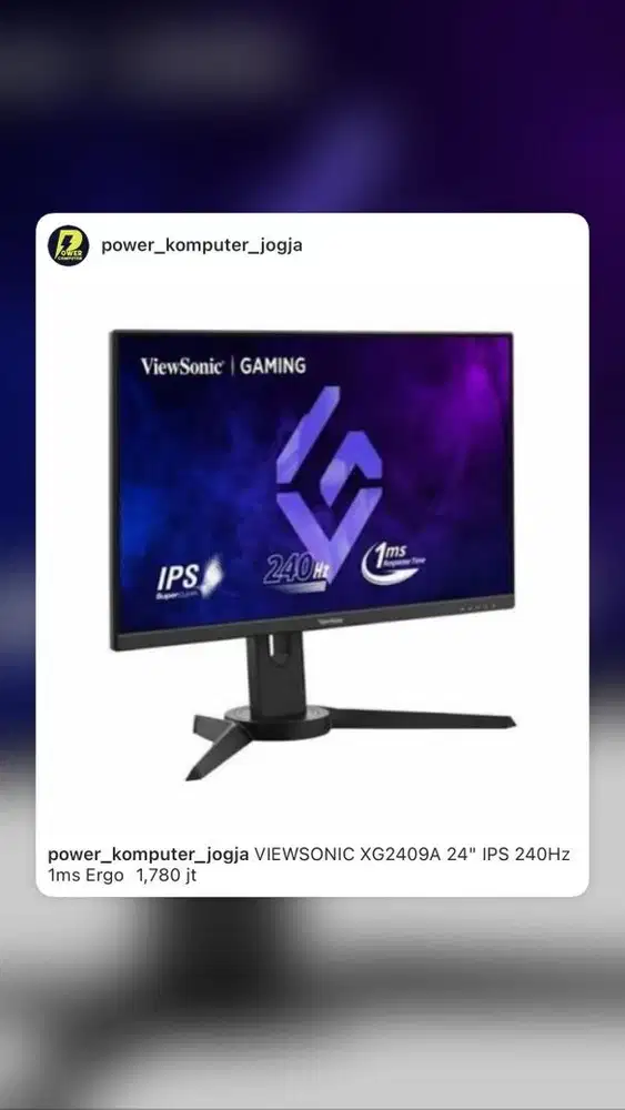 Monitor VIEWSONIC XG2409A 24 IPS 240Hz 1ms Ergo	 1,780 jt