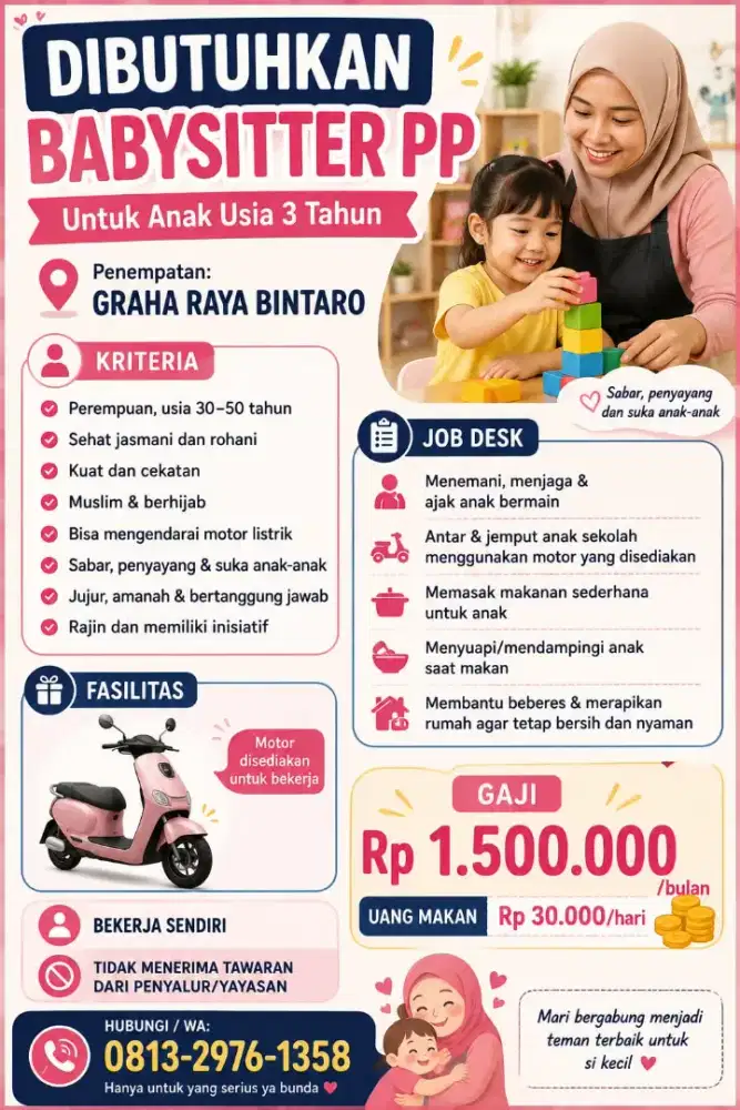 Dibutuhkan Baby Sitter Anak PP