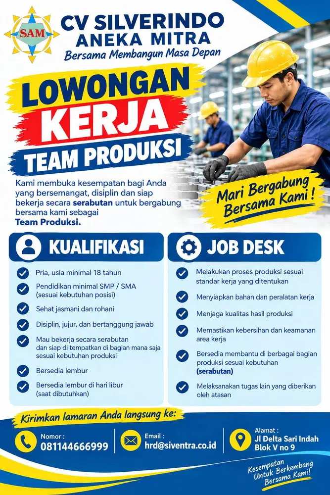 Lowongan Pekerjaan Team produksi serabutan