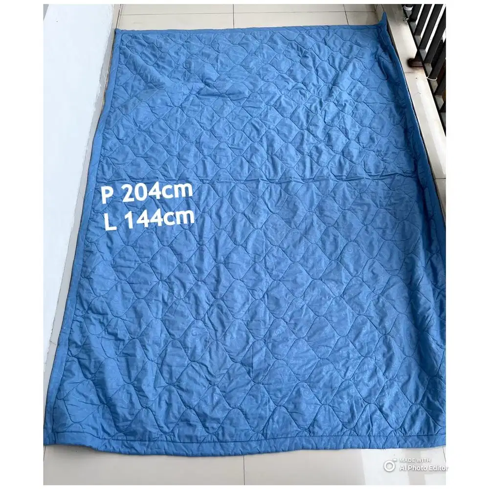 Bedcover Biru Katun