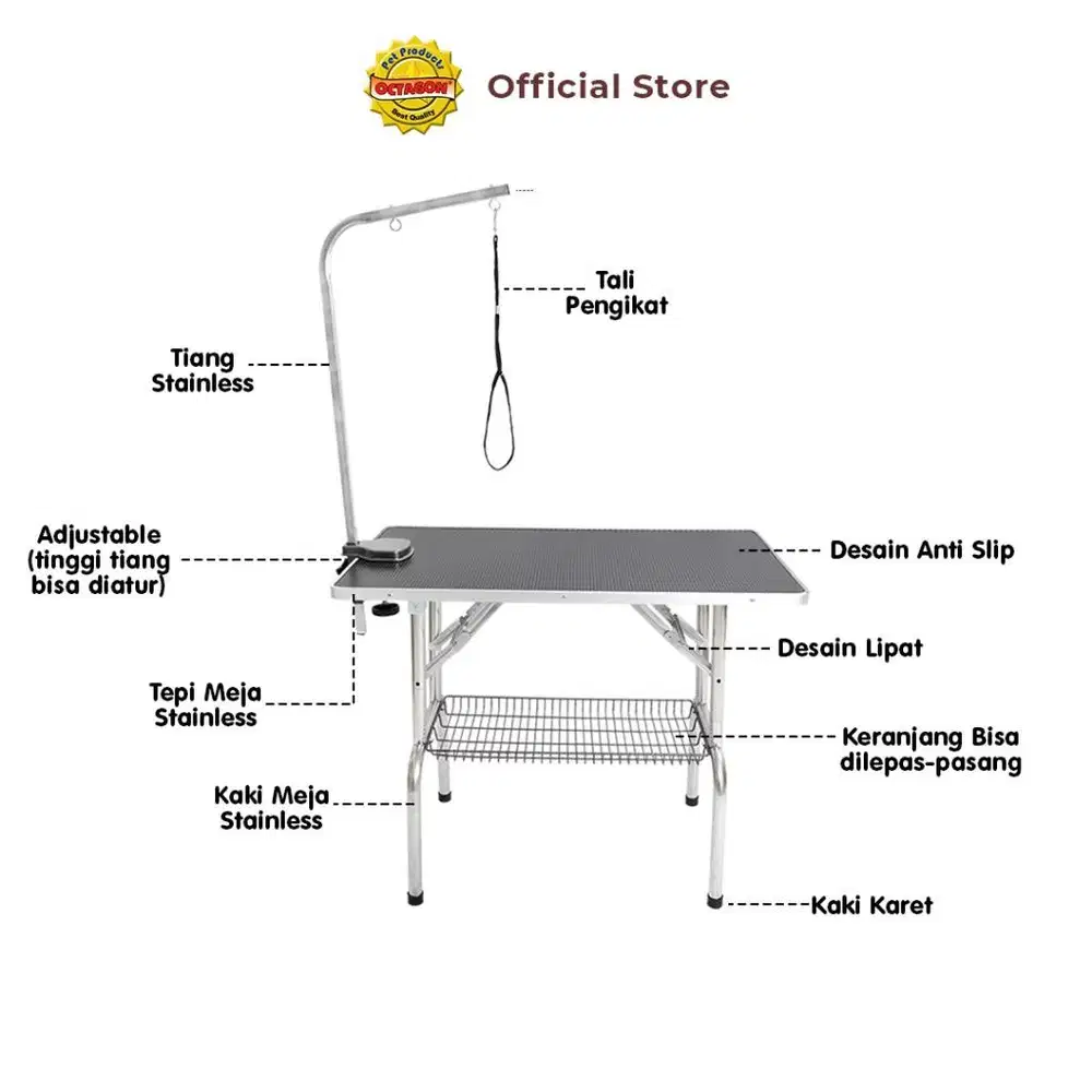 Meja grooming octagon