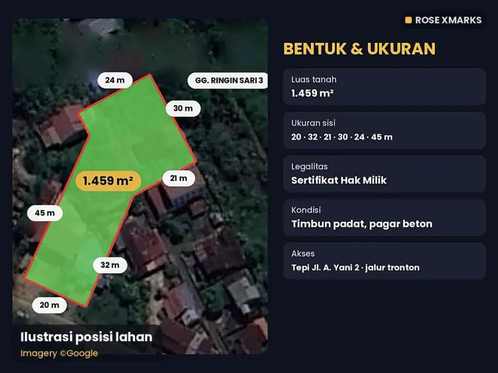 Tanah 1.459 m² Tepi Jl. A. Yani 2 Kubu Raya, Jalur Tronton, 3 Km ke Bandara