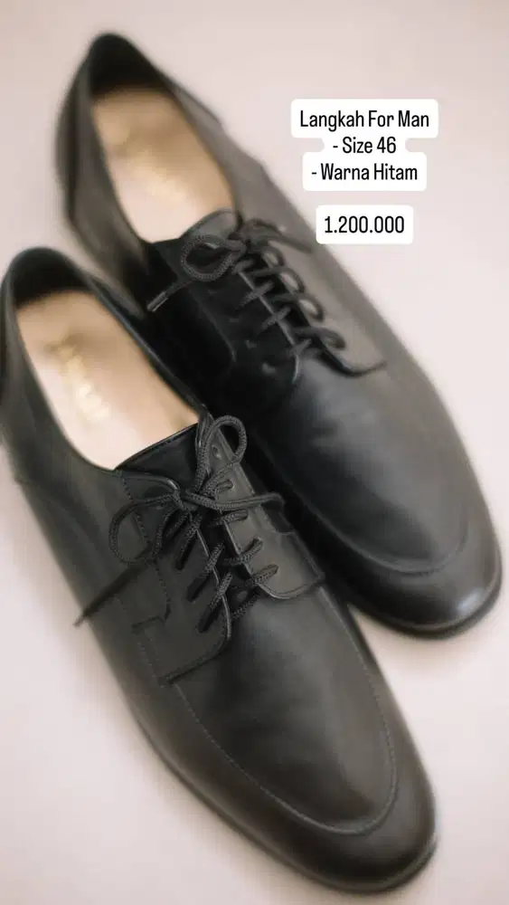 Sepatu Formal Pria Langkah by Lina Lee Custom Hitam Size 46