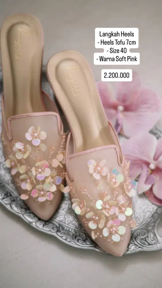 Langkah by Lina Lee Custom Wedding Heels Pink Size 40 – Hak 7 cm