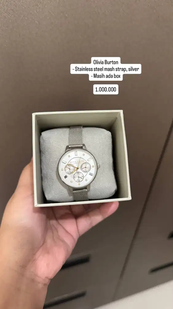 Jam Tangan Olivia Burton Wanita Silver Mesh + Box – Preloved