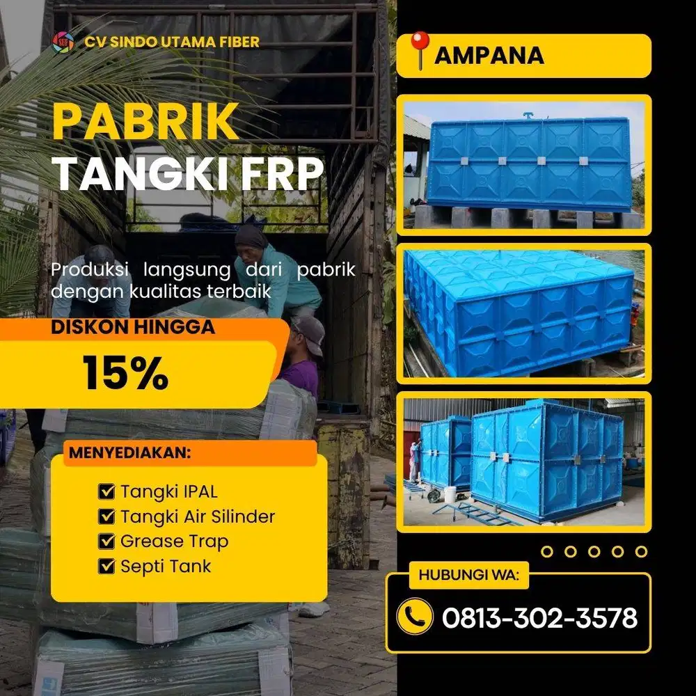 Harga Hemat - Jual Tangki FRP Ampana untuk Kebutuhan Industri