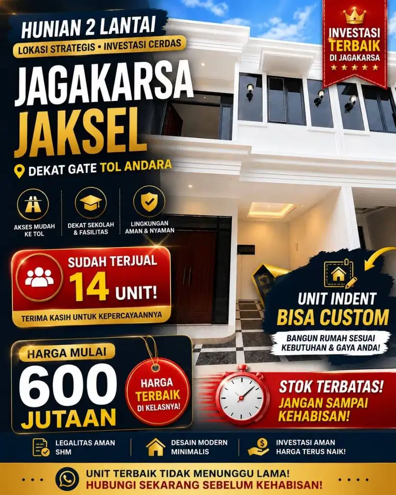 Rumah Murah Minimalis 2-lantai di Jakarta Selatan