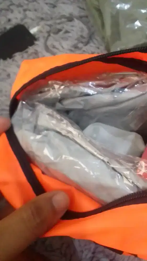 Jas Ujan Stelan+ Pompa Ban + P3K Tas Oren