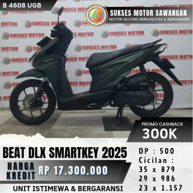 DP 500 HONDA BEAT DELUXE SMARTKEY TH 2025 HIJAU KEYLES UNIT BERGARANSI