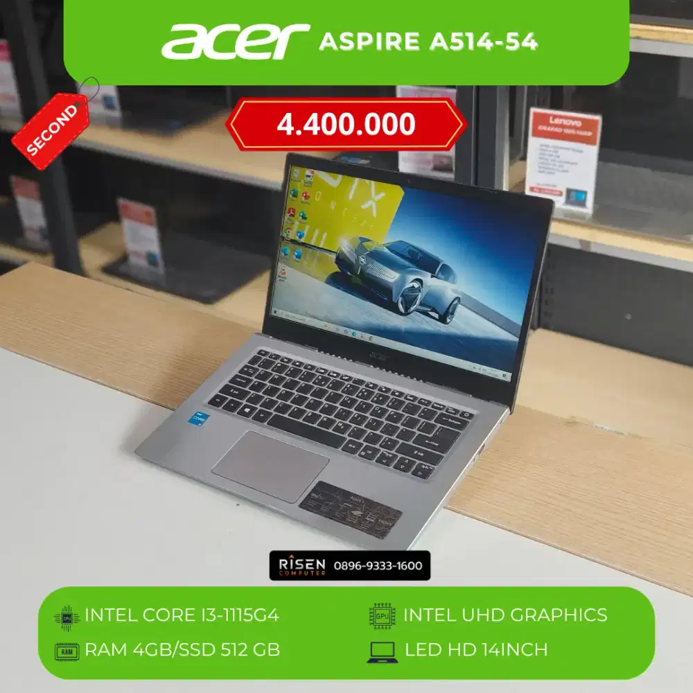 ACER ASPIRE A514-54 Intel Core I3-1115G4 RAM 4GB SSD 512GB HD 14Inch