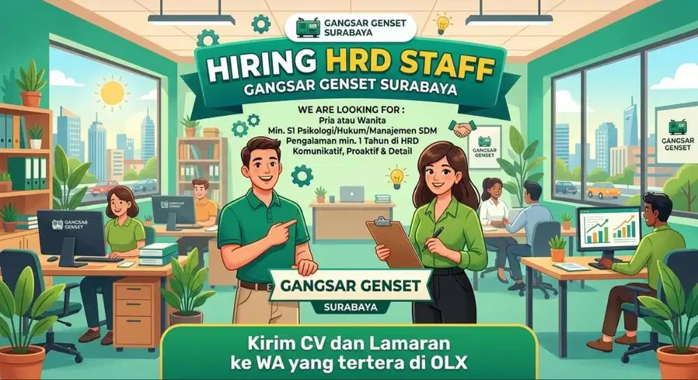 Dicari Staff HRD Pria / Wanita Untuk Gangsar Genset Group.