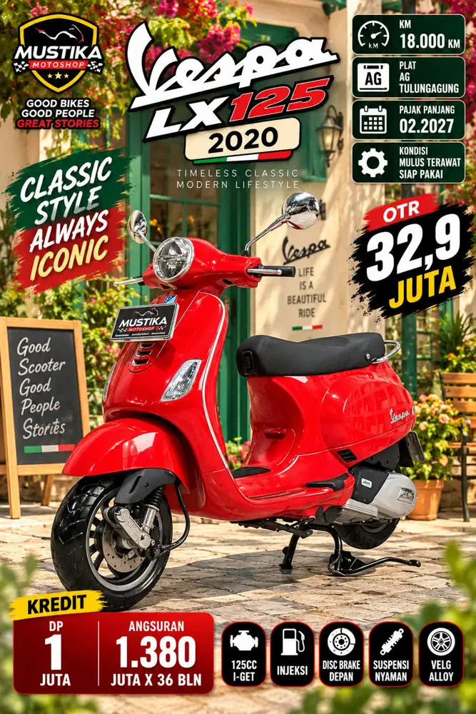 KM 18rb‼️Vespa LX 125 2020. DANNY Mustika Sulfat