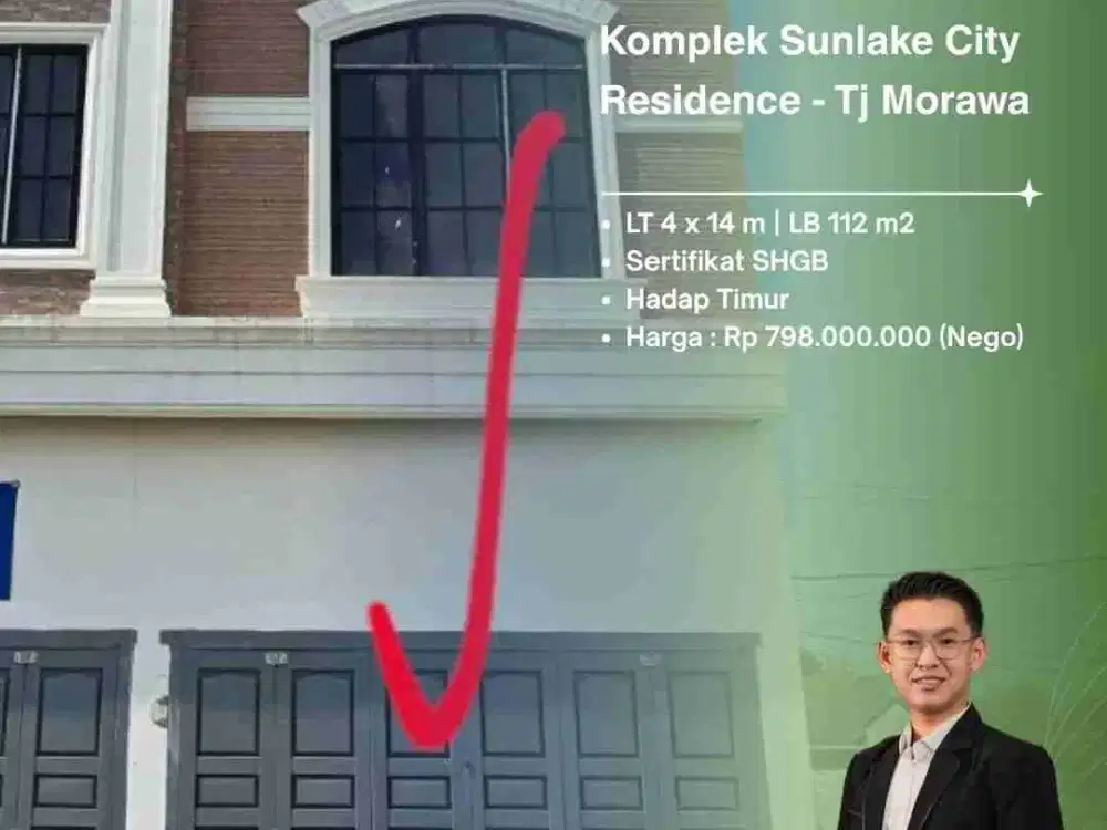 DIJUAL RUKO DI KOMPLEK SUNLAKE CITY RESIDENCE - TANJUNG MORAWA
