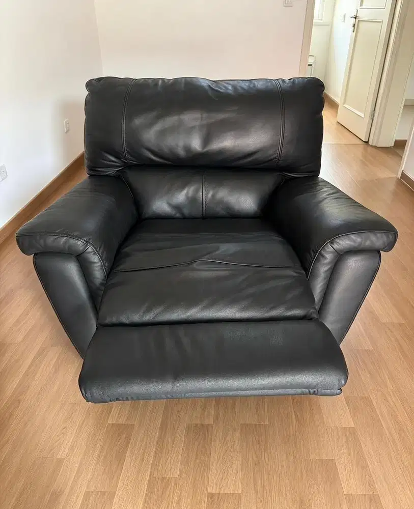 SOFA RECLINER SINGLE SEATER BRAND GERMANY LEATHER GENUINE ( ROCKING )