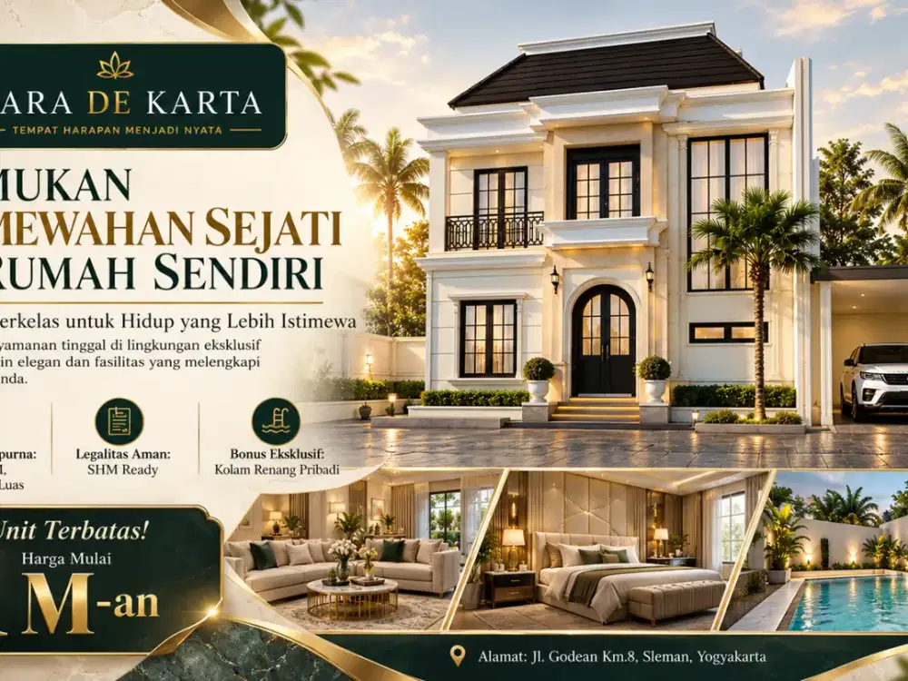 RUMAH MEWAH JL GODEAN JOGJA SHM SIAP BALIK NAMA BONUS KOLAM RENANG PRIBADI