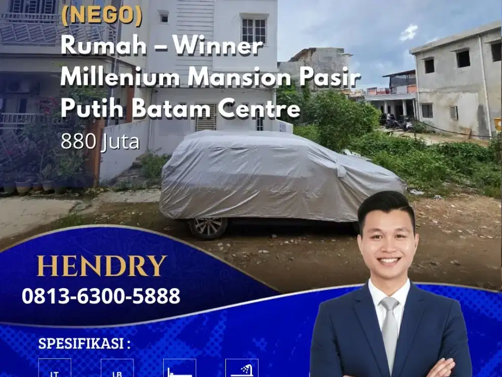 Dijual Cepat Rumah Winner Millenium Mansion Pasir Putih Batam Centre‼