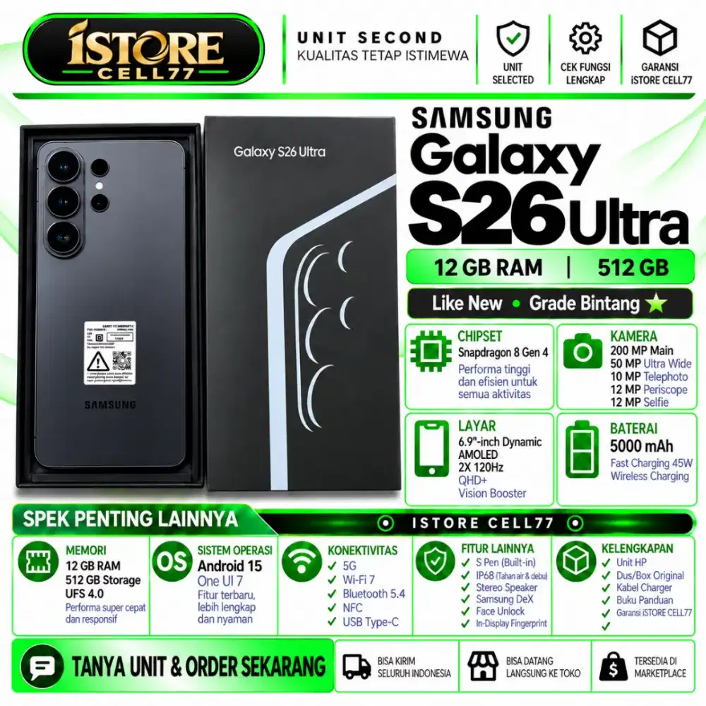 SECOND SAMSUNG S26 ULTRA 12/512 Garansi Resmi Samsung