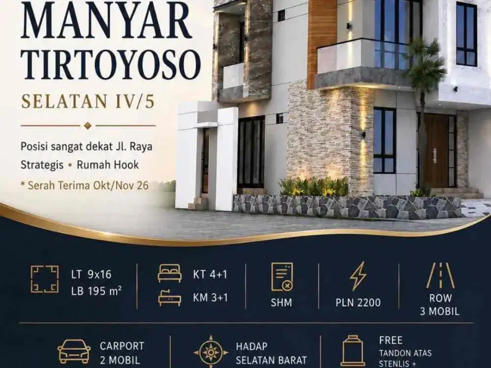 Dijual RUMAH BARU MODERN DI MANYAR TIRTOYOSO SELATAN SURABAYA TIMUR