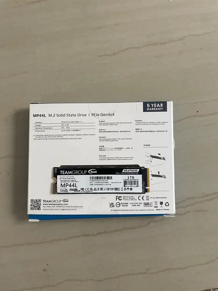 Team SSD NVMe Gen4 MP44L 1TB PCIe 4.0 M.2 2280