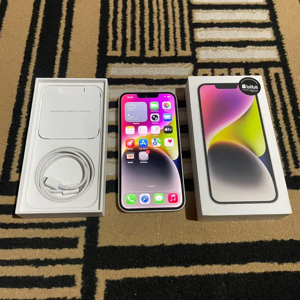 iPhone 14 128gb iBox Blibli SA/A Aktif Starlight Fullset Original