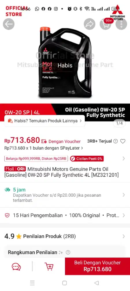 oli mobil Mitsubishi sn 0w-20