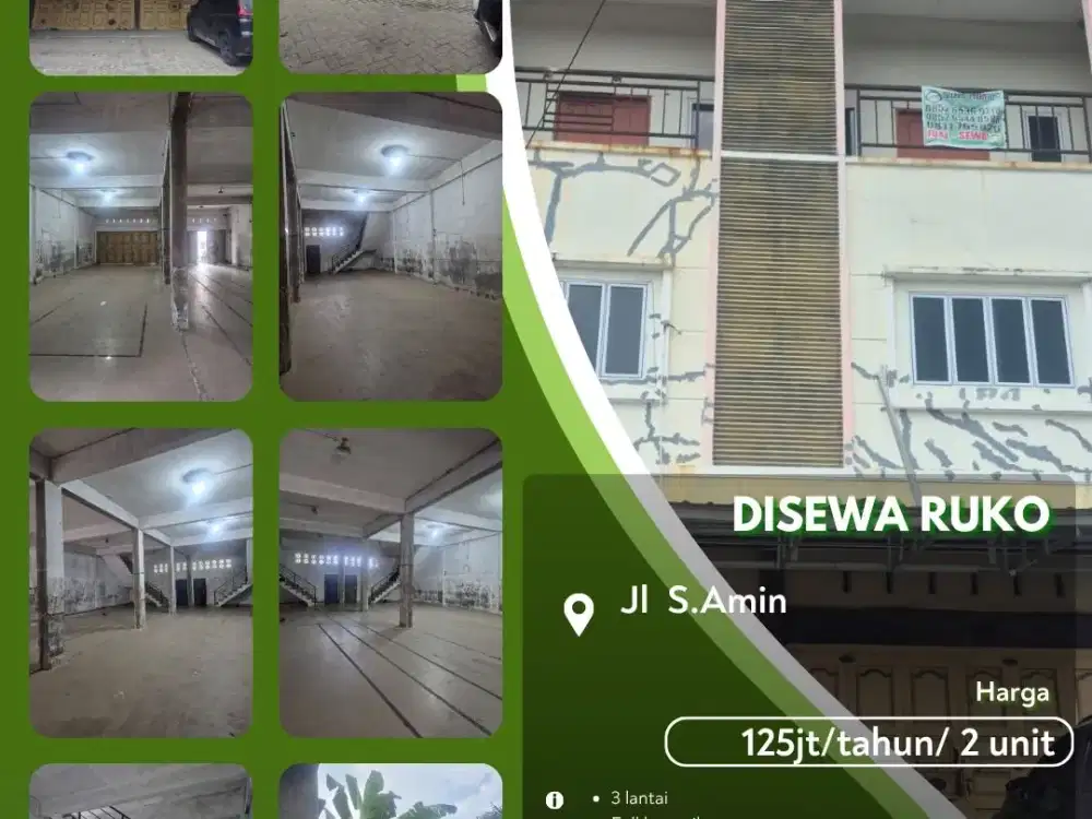 Disewakan 2 Unit Ruko Gandeng Jalan S Amin Pekanbaru Kota Siap Usaha!