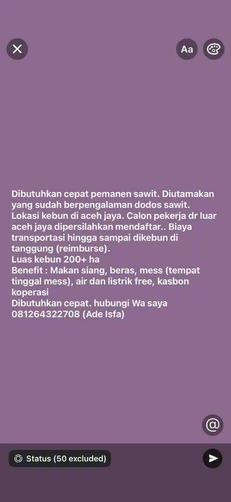 LOWONGAN PEKERJAAN KEBUN SAWIT ACEH JAYA