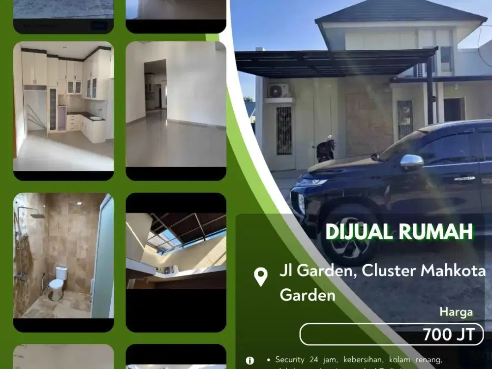 Dijual Rumah Cluster Mahkota Garden Jalan Satria Pekanbaru Kota!