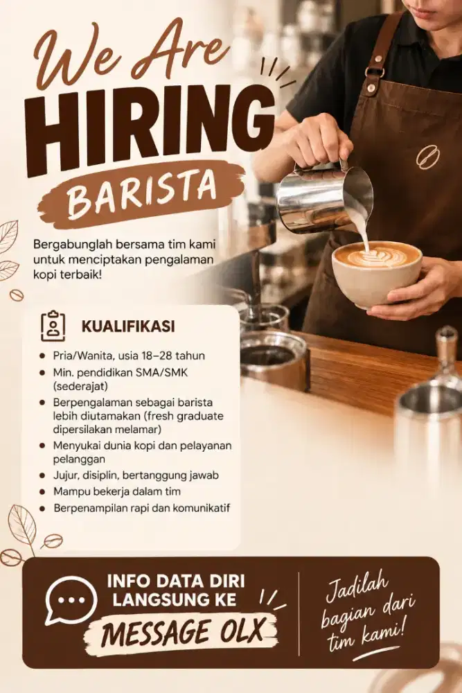 Dibutuhkan barista coffee