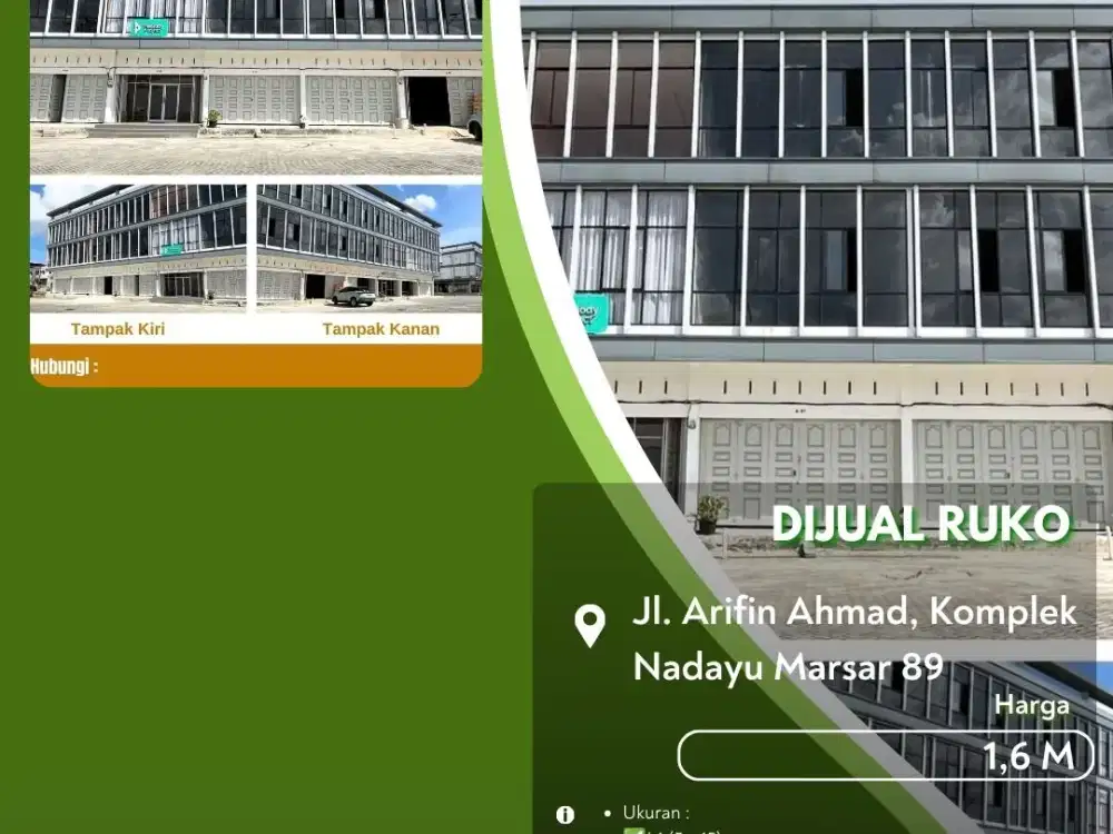 Dijual Ruko 3 Lantai Jalan Arifin Ahmad Pekanbaru Kota!