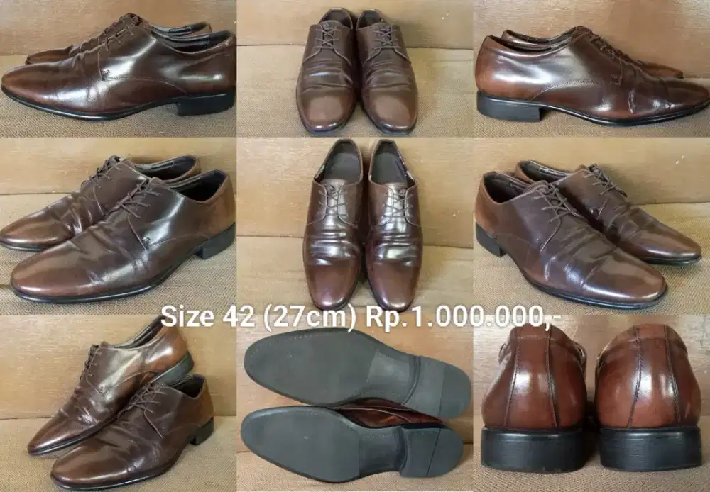 Sepatu kulit formal Oxford classic coklat tua size 42
