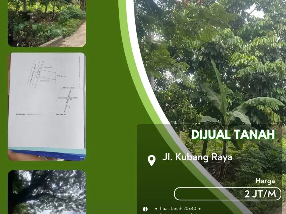Dijual Tanah Tepi Jalan Kubang Raya Pekanbaru Kota!