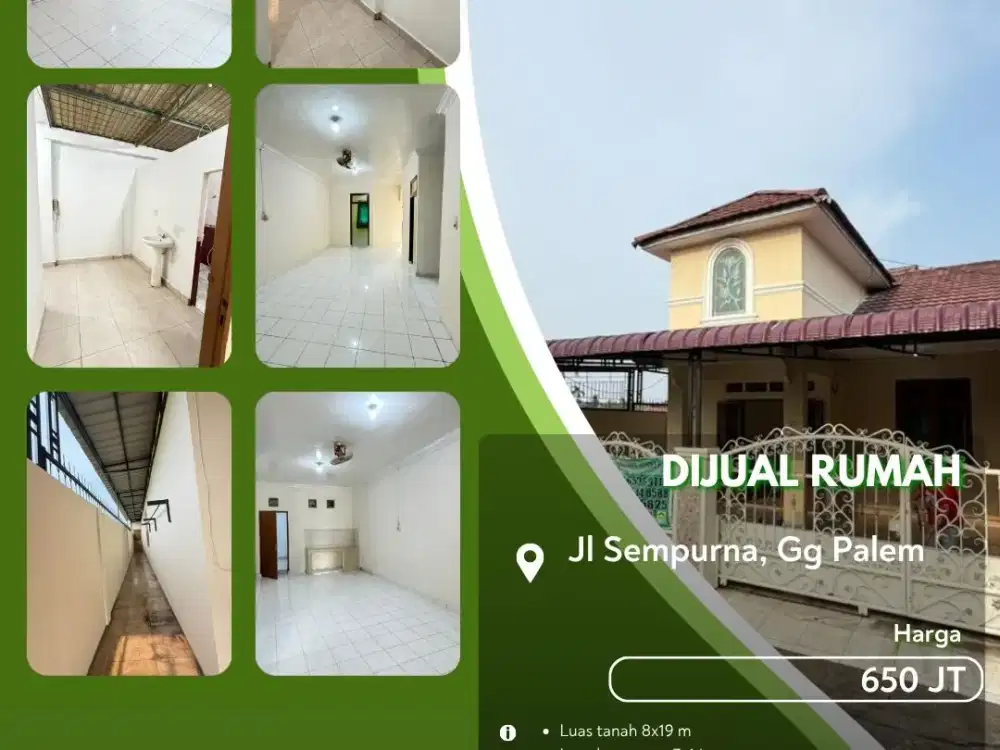 Dijual Rumah Jalan Sempurna Gang Palem Pekanbaru Kota!