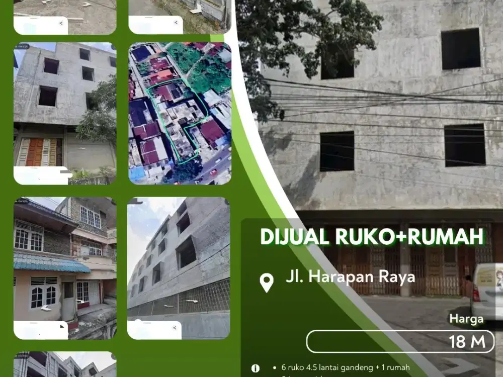 Dijual 6 Unit Ruko Gandeng Jalan Harapan Raya Pekanbaru Kota!