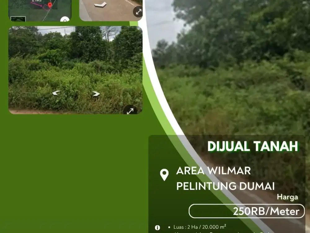 Dijual Tanah Industri 2 Hektar Area Wilmar Pelintung Dumai!