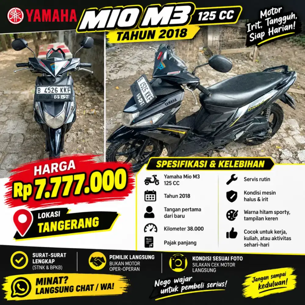 DIJUAL YAMAHA MIO M3 125 CC TAHUN 2018
