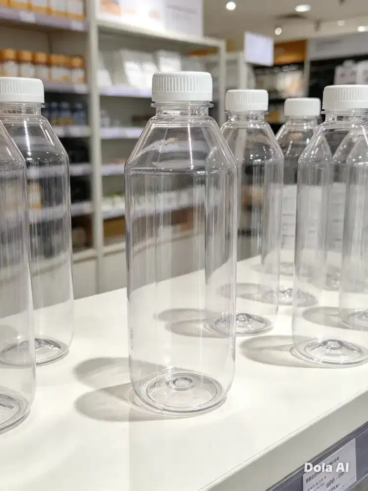 Botol Plastik PET Bening 500ml Tutup Putih Food Grade - Botol Jus Kopi