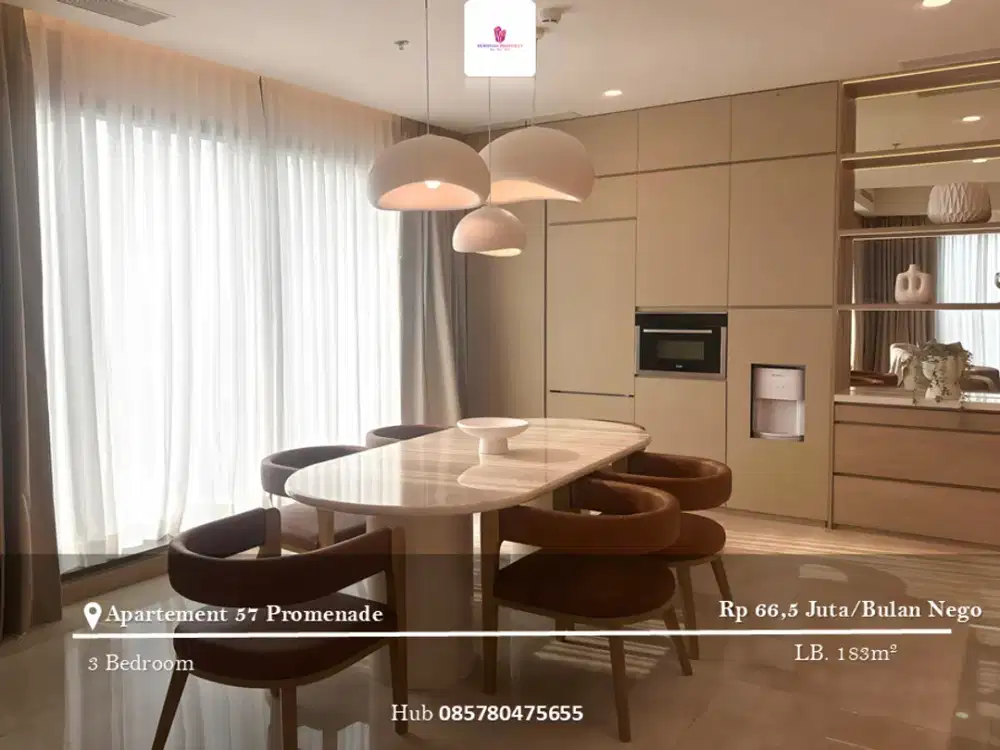 Disewakan Apartement 57 Promenade 3BR Full Furnished Tower Sky