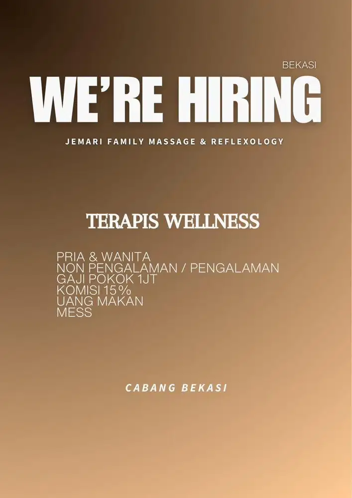 LOWONGAN KERJA TERAPIS WELLNESS