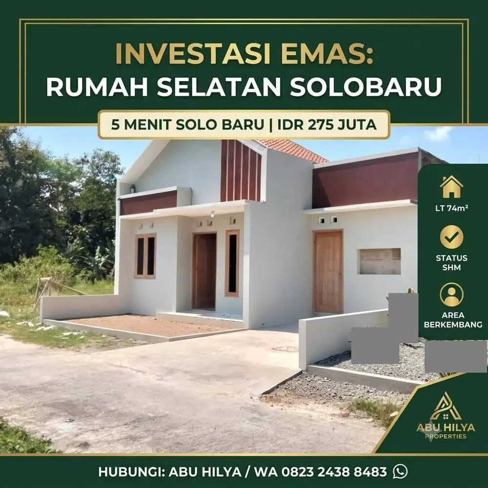 SELATAN SOLOBARU! PROMO RUMAH MURAH NGROMBO BAKI SKH