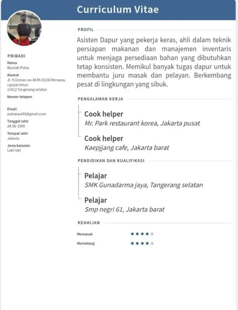 Cari lowongan bagian dapur