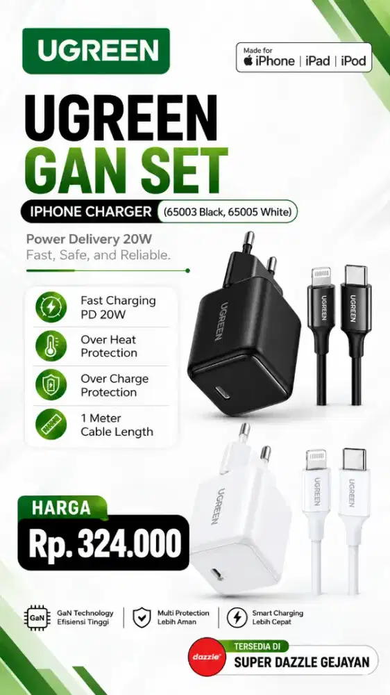 UGREEN SET TYPE C TO LIGHTNING MFI (65005, 65003)