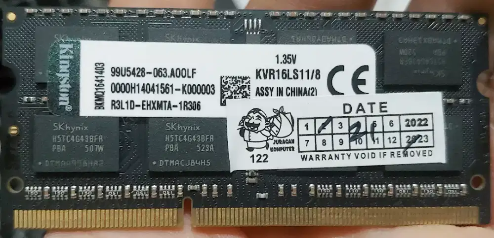 Memory laptop Kingstone ddr3 8GB