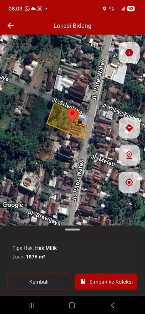 Rumah dan Tanah seberang Kantor Desa Plosoklaten lokasi pinggir jalan